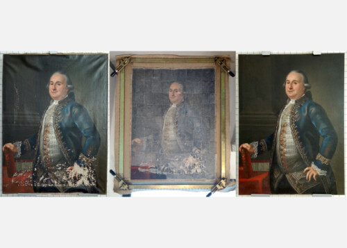 restauración valiosa pintura antigua, consolidación restauración valiosa pintura antigua, consolidación